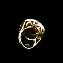 Load image into Gallery viewer, Vintage Huge Citrine (~17CT) and Turquoise 18K Gold Ring Pear Cut
