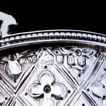 Load image into Gallery viewer, Antique Victorian Solid Silver Mustard/Condiment Pot with Abercorn Design - Alexander Macrae 1866 - Artisan Antiques
