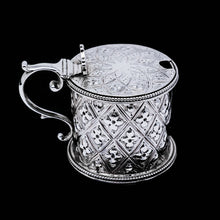 Load image into Gallery viewer, Antique Victorian Solid Silver Mustard/Condiment Pot with Abercorn Design - Alexander Macrae 1866 - Artisan Antiques
