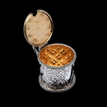 Load image into Gallery viewer, Antique Victorian Solid Silver Mustard/Condiment Pot with Abercorn Design - Alexander Macrae 1866 - Artisan Antiques
