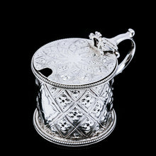 Load image into Gallery viewer, Antique Victorian Solid Silver Mustard/Condiment Pot with Abercorn Design - Alexander Macrae 1866 - Artisan Antiques
