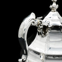 Load image into Gallery viewer, A Victorian Solid Silver Teapot with Engraved Panels - John &amp; George Angell 1846 - Artisan Antiques
