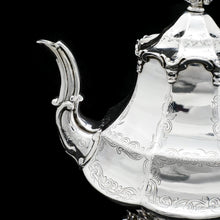Load image into Gallery viewer, A Victorian Solid Silver Teapot with Engraved Panels - John &amp; George Angell 1846 - Artisan Antiques
