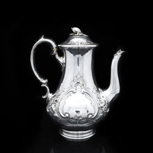 Load image into Gallery viewer, Victorian Solid Silver Coffee Pot with Ornate Chased Motifs - Robert Harper 1860 - Artisan Antiques
