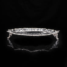 Load image into Gallery viewer, Large Victorian Solid Silver Salver Tray with Foliate Engravings - Henry Holland 1859 - Artisan Antiques
