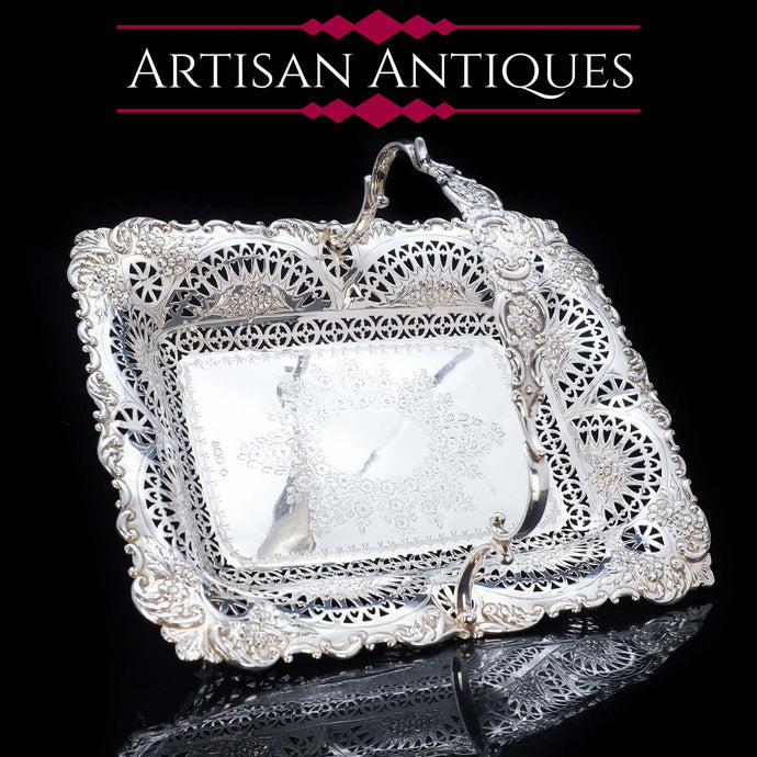 A Wonderful Solid Silver Basket Victorian - Martin Hall & Co 1900 - Artisan Antiques