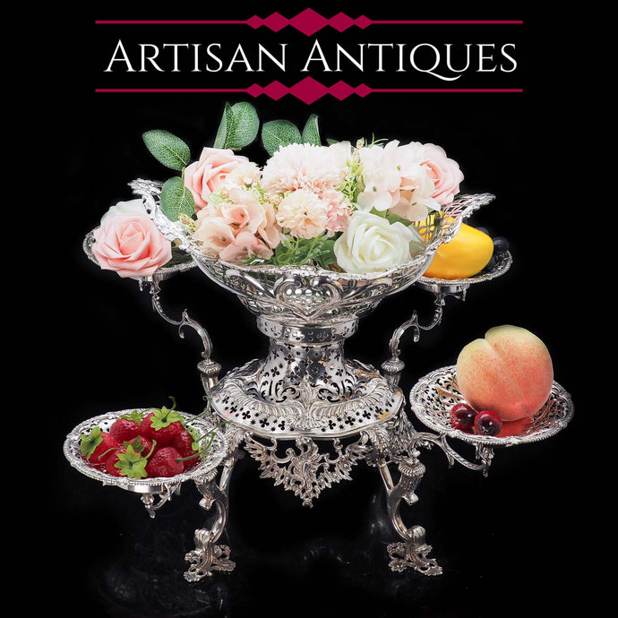 Magnificent Victorian Solid Silver Epergne by Carrington & Co - Royal Court Suppliers - Artisan Antiques