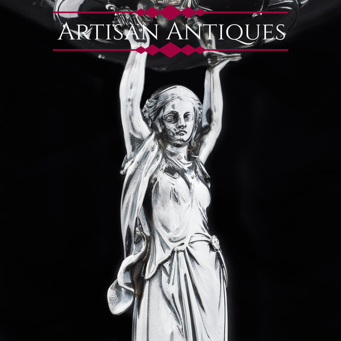 A Spectacular Solid Silver Figural Centrepiece Tazza of a Sculpted Lady - Daniel & Charles Houle 1870 - Artisan Antiques