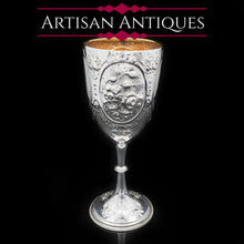 Load image into Gallery viewer, A Large Solid Silver Goblet with Victorian Chased Motifs - George Unite 1891 - Artisan Antiques
