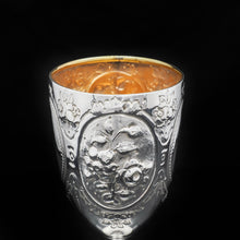 Load image into Gallery viewer, A Large Solid Silver Goblet with Victorian Chased Motifs - George Unite 1891 - Artisan Antiques
