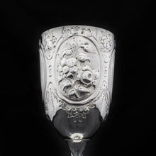 Load image into Gallery viewer, A Large Solid Silver Goblet with Victorian Chased Motifs - George Unite 1891 - Artisan Antiques
