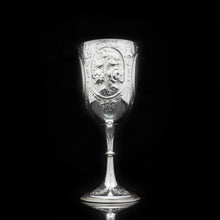 Load image into Gallery viewer, A Large Solid Silver Goblet with Victorian Chased Motifs - George Unite 1891 - Artisan Antiques
