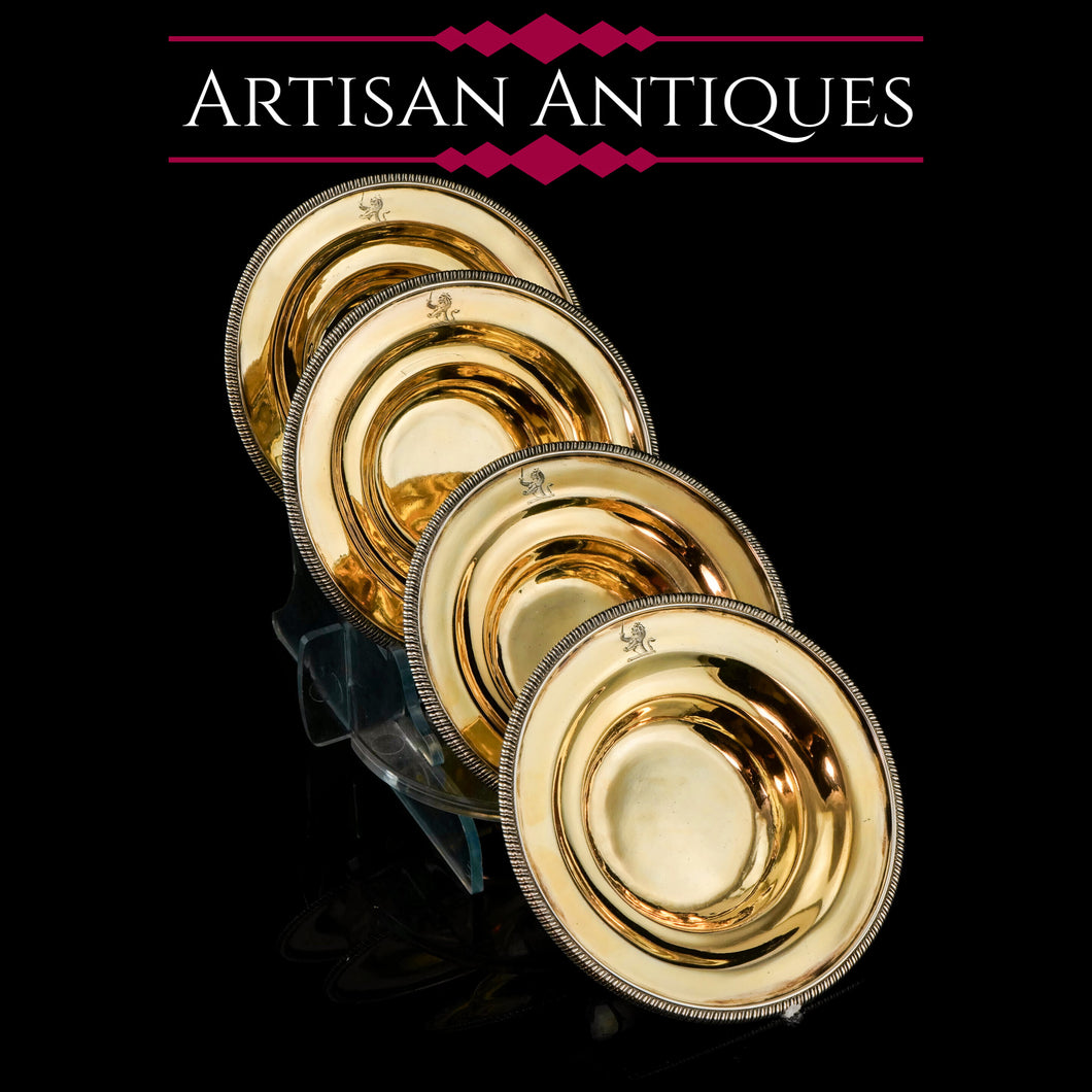 Antique Georgian Solid Silver Gilt Salt/Pin Dishes - Thomas Robbins 1806